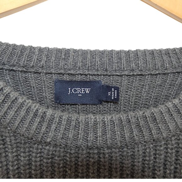 J.Crew Gray Cotton Crewneck Sweater XL Rugged Outdoors Preppy Academia Heritage - Picture 5 of 7